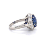 Load image into Gallery viewer, Platinum 1950&#39;s 9.11ct Round Blue Sapphire &amp; 1.75tcw White Baguette Diamond Ring at Regard Jewelry - Regard Jewelry
