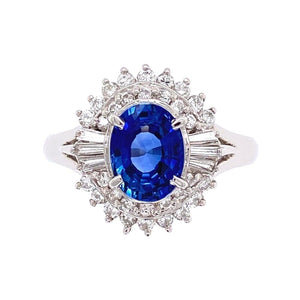 Platinum 1950's Oval Sapphire and Diamond Ring at Regard Jewelry in Austin, Texas - Regard Jewelry