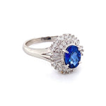 Load image into Gallery viewer, Platinum 1950&#39;s Oval Sapphire and Diamond Ring at Regard Jewelry in Austin, Texas - Regard Jewelry
