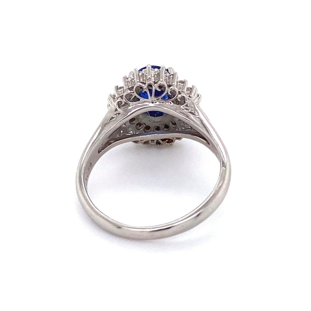 Platinum 1950's Oval Sapphire and Diamond Ring at Regard Jewelry in Austin, Texas - Regard Jewelry