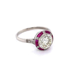 Load image into Gallery viewer, Platinum 2.81ct Transitional Diamond in .78tcw Ruby &amp; Diamond Halo Ring 4.9g, s10 at Regard Jewelry - Regard Jewelry
