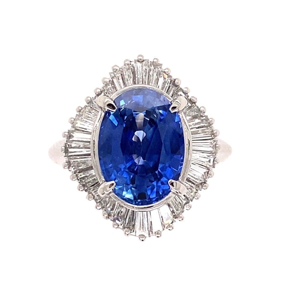 Platinum 3.43ct Oval Sapphire & .92tcw Diamond Ring 8.1g, 5.5 at Regard Jewelry in Austin, Texas - Regard Jewelry