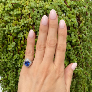 Platinum 3.43ct Oval Sapphire & .92tcw Diamond Ring 8.1g, 5.5 at Regard Jewelry in Austin, Texas - Regard Jewelry
