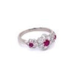 Load image into Gallery viewer, Platinum 3 Ruby Flower Band Ring at Regard Jewelry in Austin, Texas - Regard Jewelry
