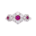Load image into Gallery viewer, Platinum 3 Ruby Flower Band Ring at Regard Jewelry in Austin, Texas - Regard Jewelry
