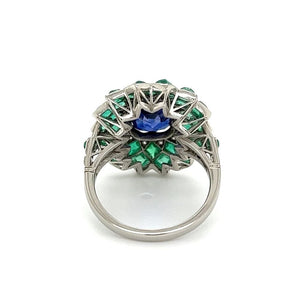 Platinum 4.07ct Sapphire 6.70tcw Emerald &.20tcw Diamond