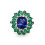 Load image into Gallery viewer, Platinum 4.07ct Sapphire 6.70tcw Emerald &amp;.20tcw Diamond
