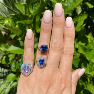 Platinum 5.21ct Cushion Tanzanite & .16tcw Diamond Ring 4.8g, s6 at Regard Jewelry in Austin, Texas - Regard Jewelry