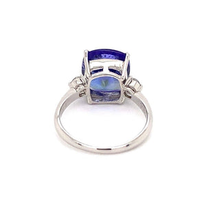 Platinum 5.21ct Cushion Tanzanite & .16tcw Diamond Ring 4.8g, s6 at Regard Jewelry in Austin, Texas - Regard Jewelry