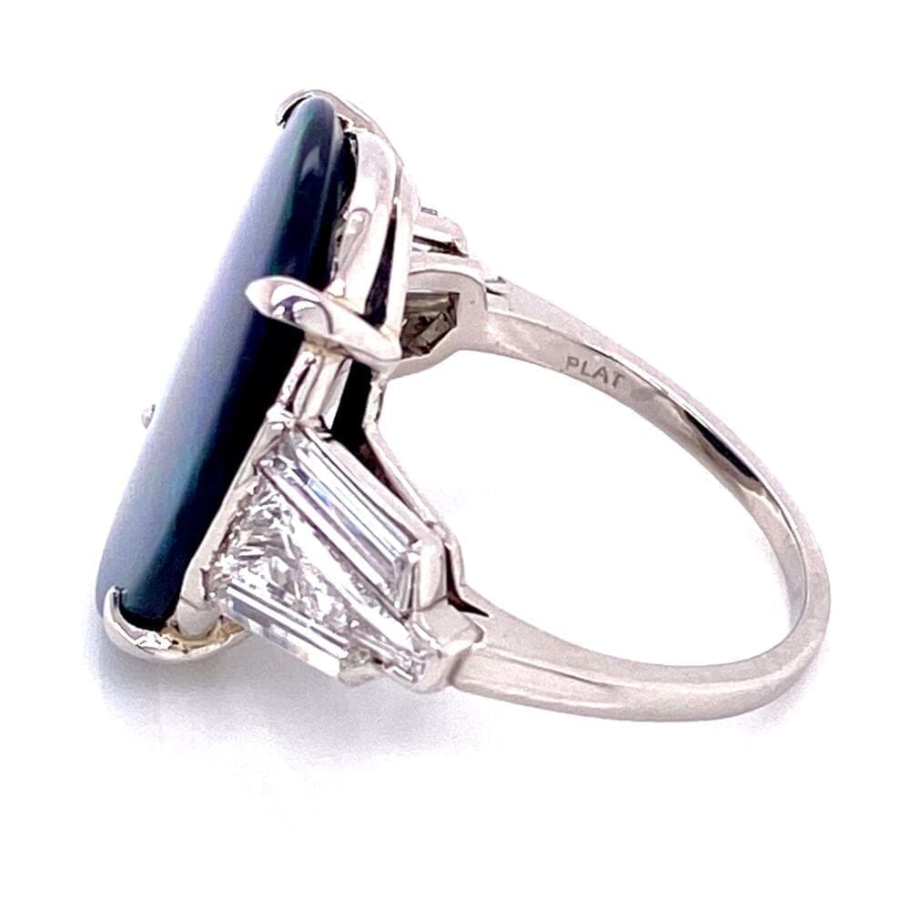 Platinum 5.80ct Black Opal & 1.00tcw Diamond Ring, s7 at Regard Jewelry in Austin, Texas - Regard Jewelry