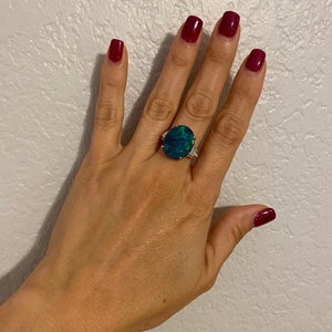 Platinum 5.80ct Black Opal & 1.00tcw Diamond Ring, s7 at Regard Jewelry in Austin, Texas - Regard Jewelry