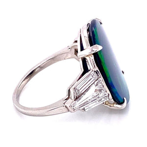 Platinum 5.80ct Black Opal & 1.00tcw Diamond Ring, s7 at Regard Jewelry in Austin, Texas - Regard Jewelry