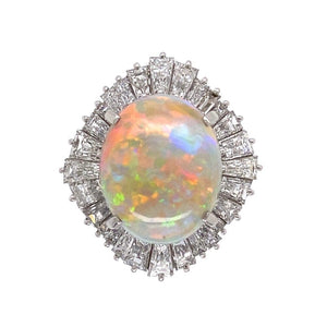 Platinum 5.82ct Australian White Opal & 2.81tcw diamond Ballerina Ring c1960's, s6.25 at Regard - Regard Jewelry
