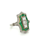 Load image into Gallery viewer, Platinum.68tcw Emerald Cut Diamonds 1.14tcw Emerald &amp;.42tcw
