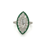 Load image into Gallery viewer, Platinum.70ct Old Cut Marquis.80tcw Emerald &amp;.60tcw Diamond
