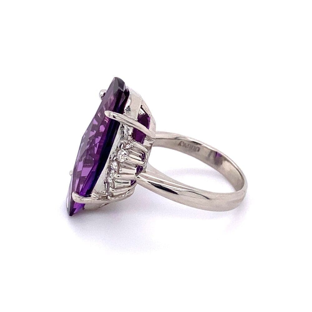Platinum 8ct Navette Amethyst & .38tcw Diamond Ring 12.1g, s6.25 at Regard Jewelry in Austin, Texas - Regard Jewelry