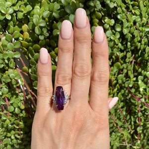 Platinum 8ct Navette Amethyst & .38tcw Diamond Ring 12.1g, s6.25 at Regard Jewelry in Austin, Texas - Regard Jewelry