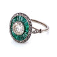 Platinum Art Deco 1.71tcw Diamond & Emerald Ring 4.8g, s7.75 at Regard Jewelry in Austin, Texas - Regard Jewelry
