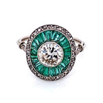 Load image into Gallery viewer, Platinum Art Deco 1.71tcw Diamond &amp; Emerald Ring 4.8g, s7.75 at Regard Jewelry in Austin, Texas - Regard Jewelry
