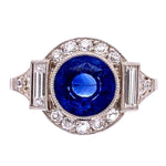 Load image into Gallery viewer, Platinum Art Deco 2.35ct Round Sapphire &amp; .85tcw Diamond Ring s7.25 at Regard Jewelry in Austin, - Regard Jewelry
