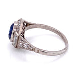 Load image into Gallery viewer, Platinum Art Deco 2.35ct Round Sapphire &amp; .85tcw Diamond Ring s7.25 at Regard Jewelry in Austin, - Regard Jewelry
