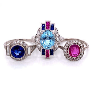 Platinum Art Deco 2.35ct Round Sapphire & .85tcw Diamond Ring s7.25 at Regard Jewelry in Austin, - Regard Jewelry