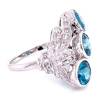 Load image into Gallery viewer, Platinum Art Deco 5.31tcw Blue Zircon &amp; .64tcw Diamond Navette Ring, s7.5 at Regard Jewelry in - Regard Jewelry
