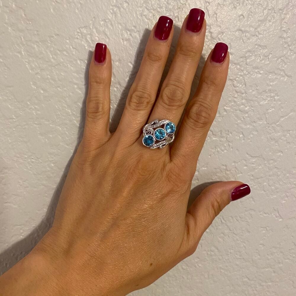 Platinum Art Deco 5.31tcw Blue Zircon & .64tcw Diamond Navette Ring, s7.5 at Regard Jewelry in - Regard Jewelry