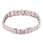 Load image into Gallery viewer, Platinum Art Deco Diamond Bracelet, 5.75tcw &amp; .10tcw Emeralds 22.8g, 7&quot; at Regard Jewelry in Austin, - Regard Jewelry
