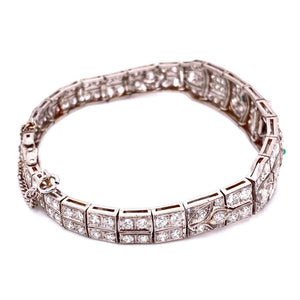 Platinum Art Deco Diamond Bracelet, 5.75tcw & .10tcw Emeralds 22.8g, 7" at Regard Jewelry in Austin, - Regard Jewelry