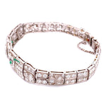 Load image into Gallery viewer, Platinum Art Deco Diamond Bracelet, 5.75tcw &amp; .10tcw Emeralds 22.8g, 7&quot; at Regard Jewelry in Austin, - Regard Jewelry
