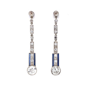 Platinum Art Deco Diamond Drop Earrings at Regard Jewelry in Austin, Texas - Regard Jewelry