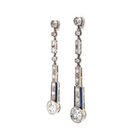 Load image into Gallery viewer, Platinum Art Deco Diamond Drop Earrings at Regard Jewelry in Austin, Texas - Regard Jewelry

