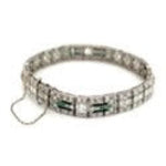 Load image into Gallery viewer, Platinum Art Deco Diamond, Emerald and Onyx Bracelet at Regard Jewelry in Austin, Texas - Regard Jewelry
