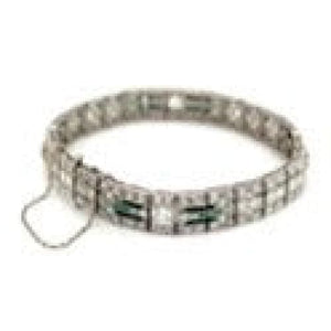 Platinum Art Deco Diamond, Emerald and Onyx Bracelet at Regard Jewelry in Austin, Texas - Regard Jewelry