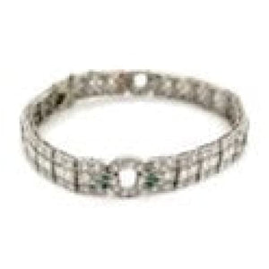 Platinum Art Deco Diamond, Emerald and Onyx Bracelet at Regard Jewelry in Austin, Texas - Regard Jewelry