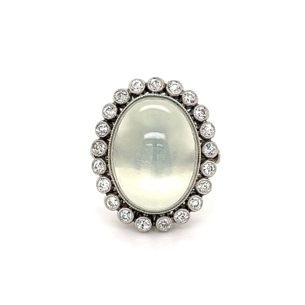 Platinum Art Deco Moonstone and Diamond Ring at Regard Jewelry in Austin, Texas - Regard Jewelry