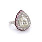 Platinum Art Deco Pear Shape Diamond and Ruby Ring at Regard Jewelry in Austin, Texas - Regard Jewelry