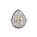 Load image into Gallery viewer, Platinum Art Deco Pear Shape Diamond and Ruby Ring at Regard Jewelry in Austin, Texas - Regard Jewelry
