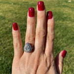 Load image into Gallery viewer, Platinum Art Deco Pear Shape Diamond and Ruby Ring at Regard Jewelry in Austin, Texas - Regard Jewelry
