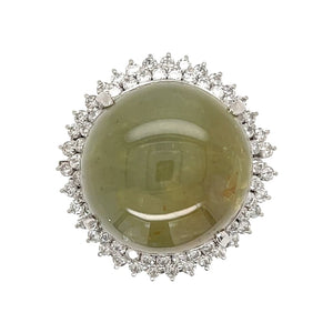 Platinum, Cats Eye Chrysoberyl and Diamond Ring at Regard Jewelry in Austin, Texas - Regard Jewelry