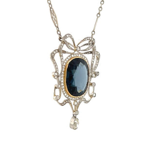 Platinum Edwardian 12ct Natural Spinel & 1.00tcw Diamond Ribbon Necklace 18" at Regard Jewelry in - Regard Jewelry