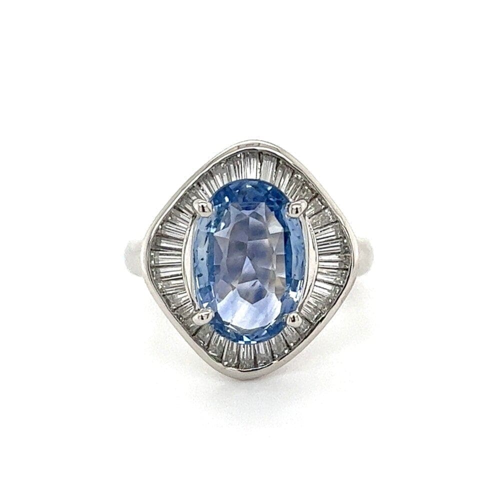 Platinum No Heat Sapphire and Diamond Ballerina Ring at Regard Jewelry in Austin, Texas - Regard Jewelry