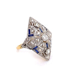 Load image into Gallery viewer, Platinum on 18K Edwardian Pointy Diamond and Sapphire Ring at Regard Jewelry in Austin, Texas - Regard Jewelry
