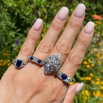 Load image into Gallery viewer, Platinum on 18K Edwardian Pointy Diamond and Sapphire Ring at Regard Jewelry in Austin, Texas - Regard Jewelry
