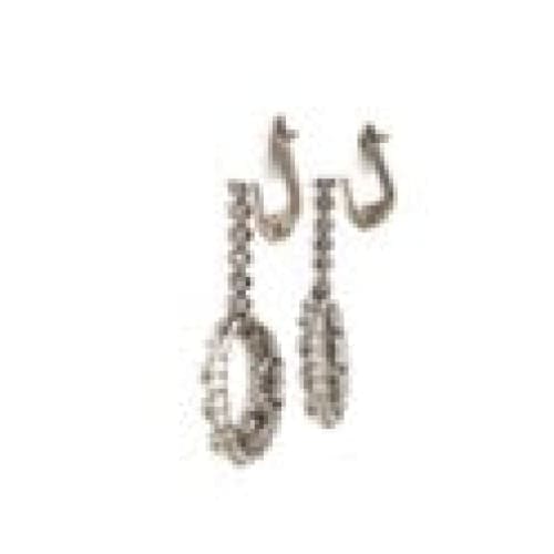 Platinum Open Circle Scalloped Diamond Drop Earrings - Regard Jewelry