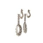 Load image into Gallery viewer, Platinum Open Circle Scalloped Diamond Drop Earrings - Regard Jewelry
