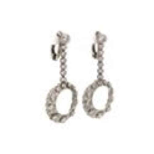 Platinum Open Circle Scalloped Diamond Drop Earrings - Regard Jewelry