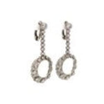 Load image into Gallery viewer, Platinum Open Circle Scalloped Diamond Drop Earrings - Regard Jewelry
