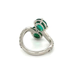 Load image into Gallery viewer, Platinum Oval Emerald Bypass Ring and Diamonds at Regard Jewelry in Austin, Texas - Regard Jewelry
